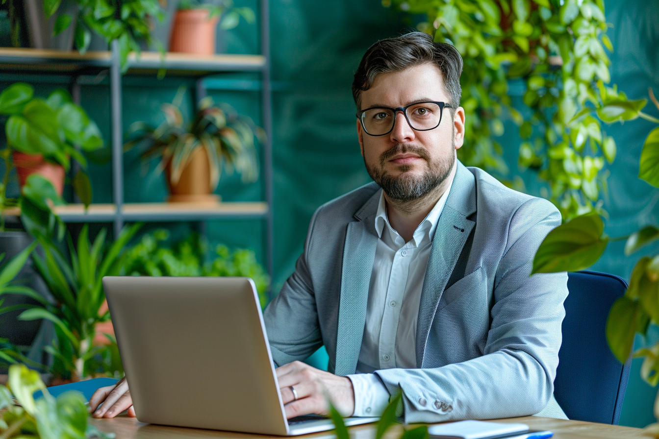 Image gratuite Recruteur à un bureau avec laptop 2