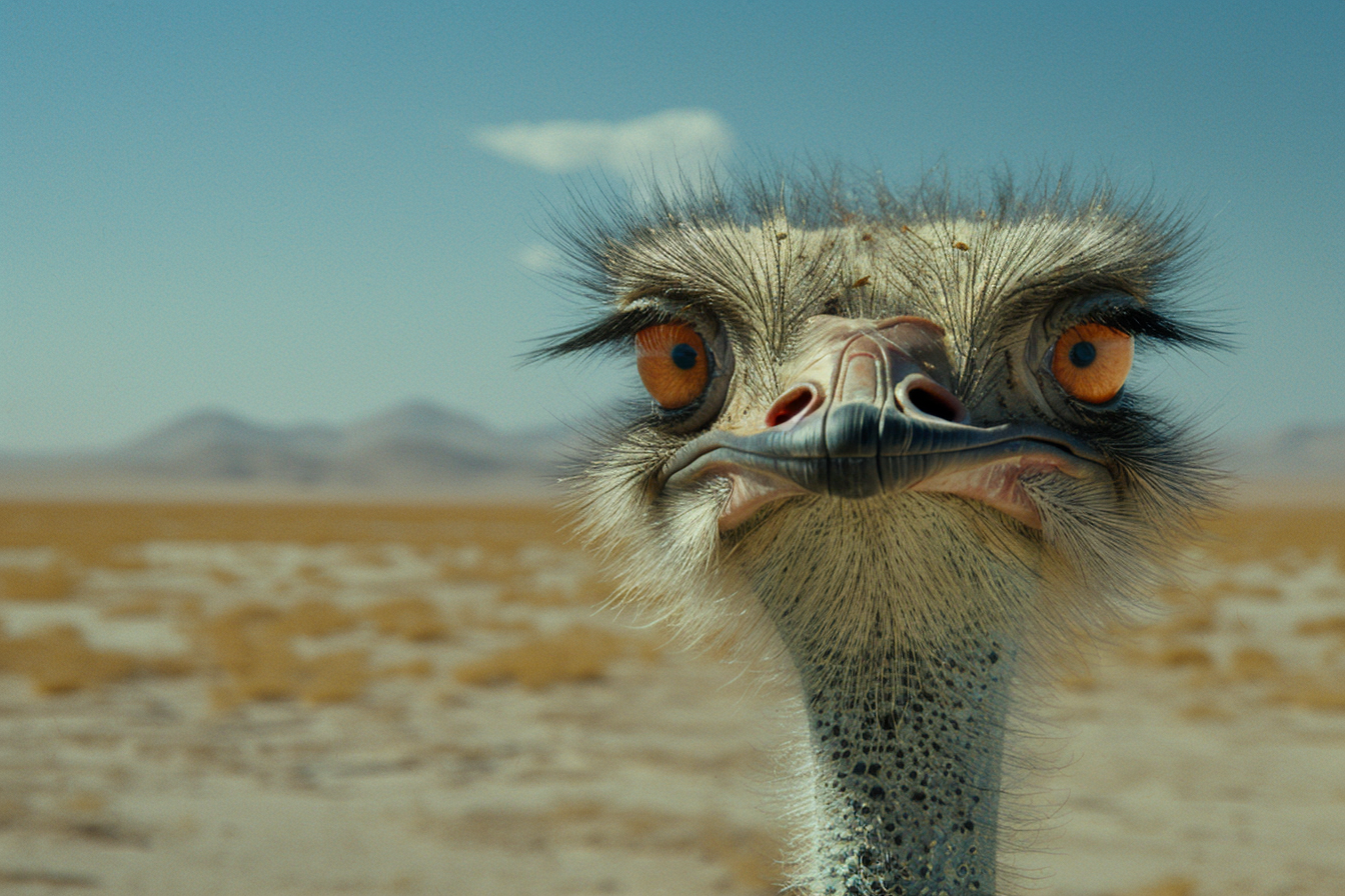 Image gratuite Regard intense de l&rsquo;autruche dans le désert 2
