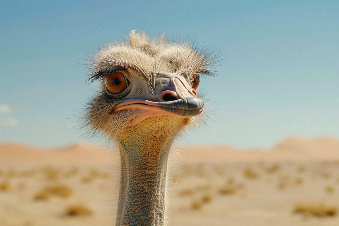 Image gratuite Regard intense de l&rsquo;autruche dans le désert 3