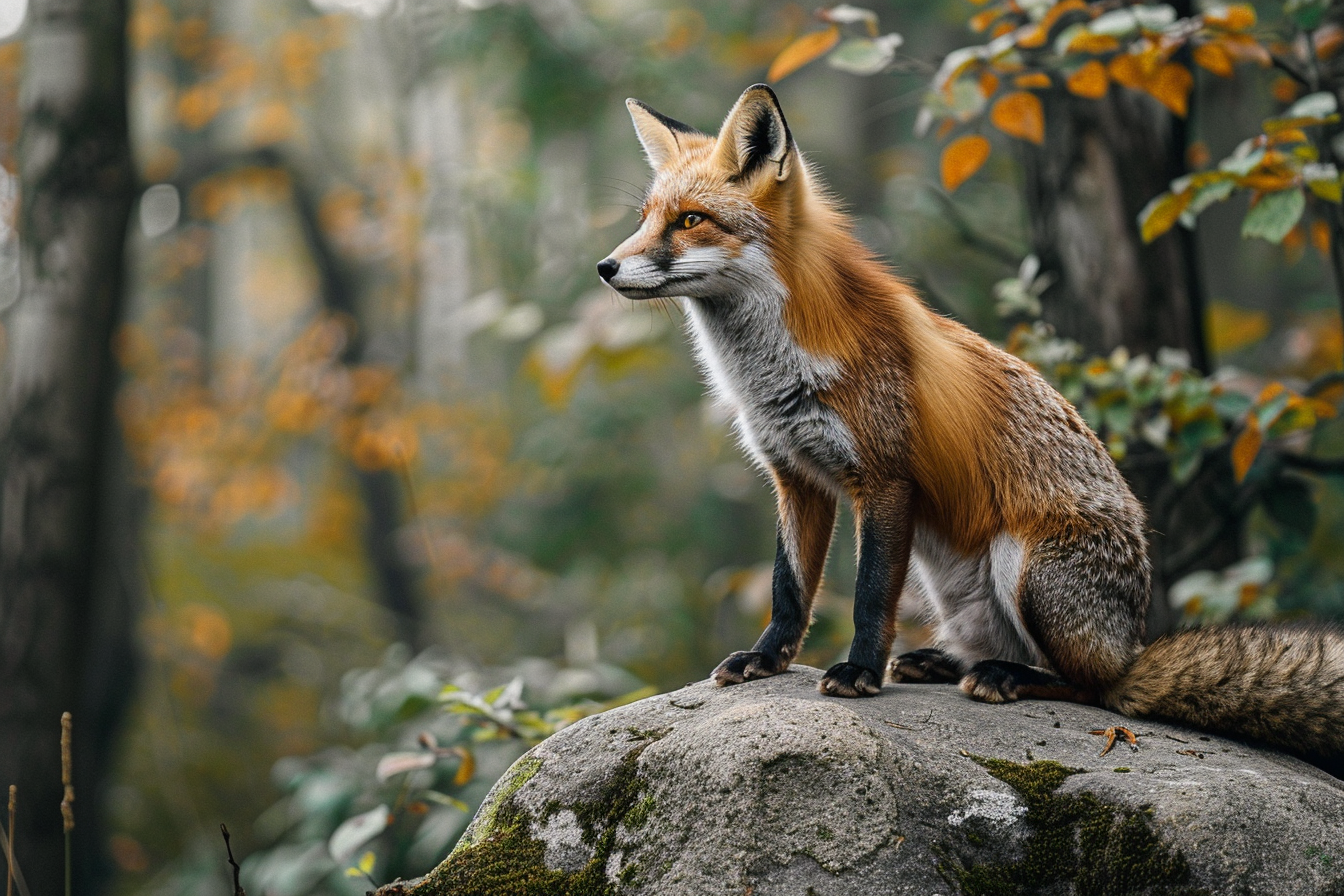 Image gratuite Renard assis sur une roche 1