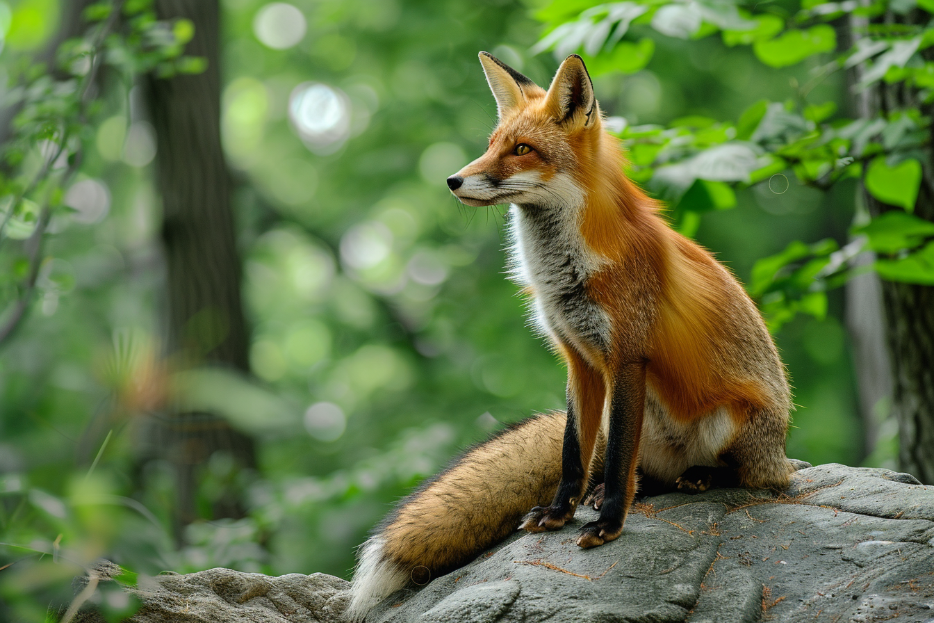 Image gratuite Renard assis sur une roche 2