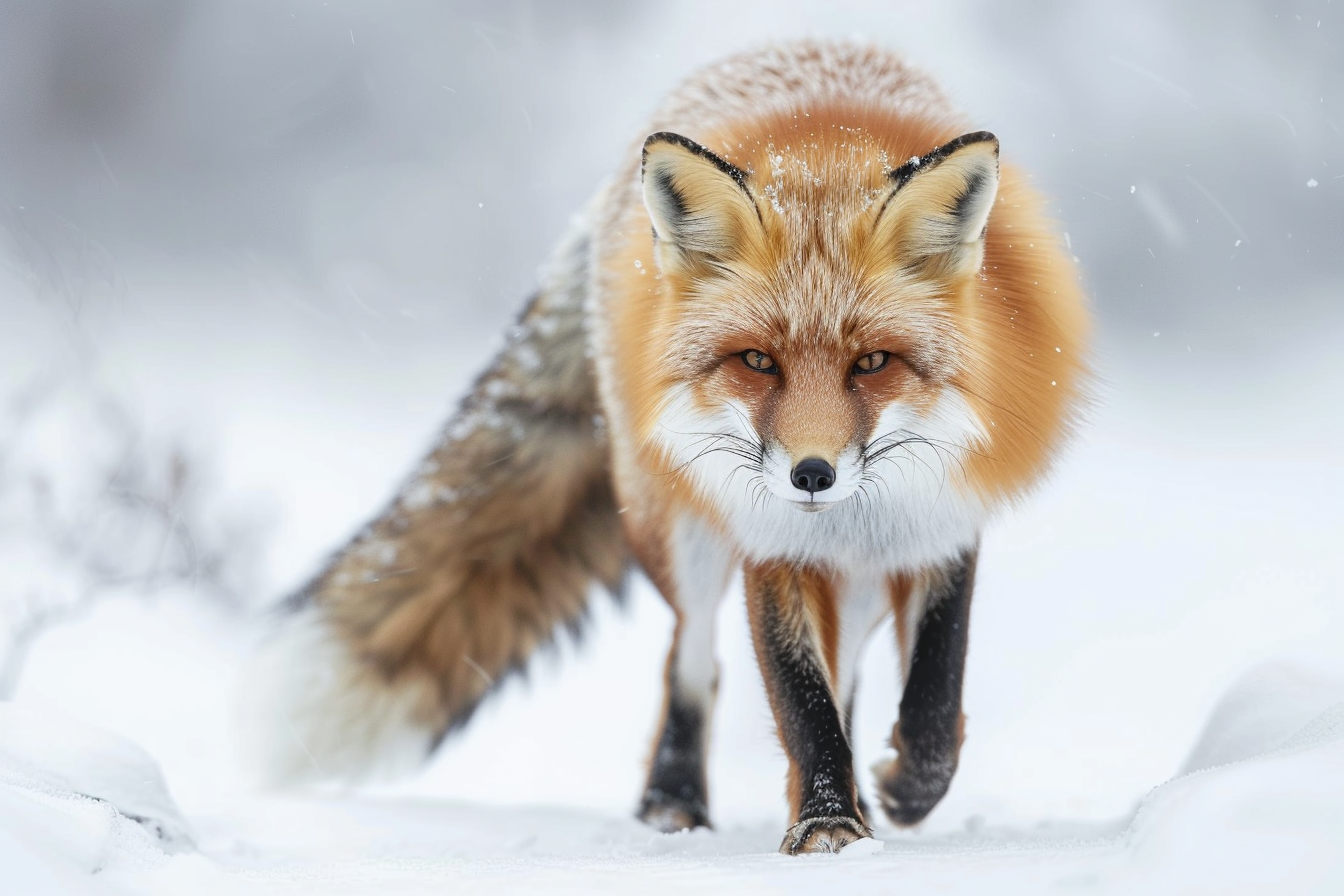Image gratuite Renard marchant dans la neige 1