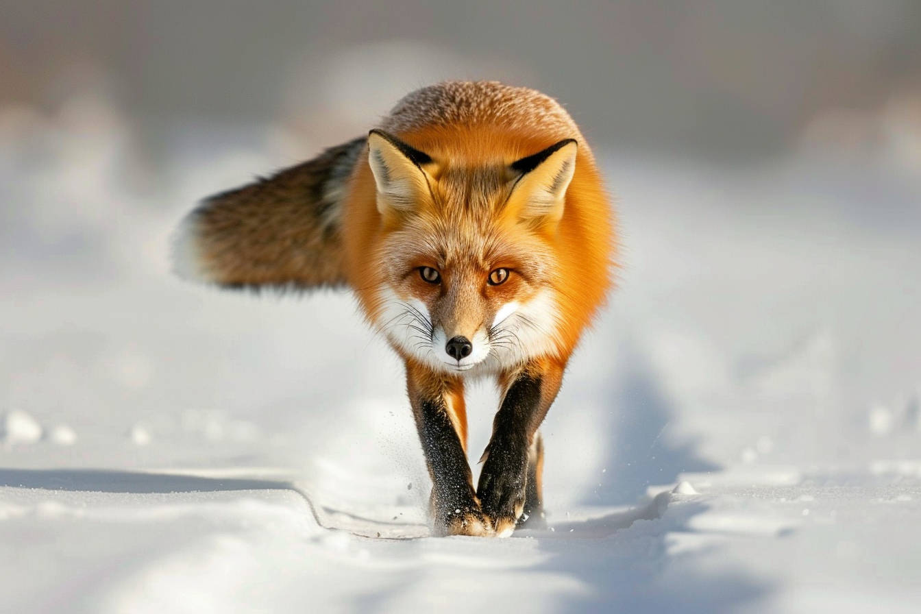 Image gratuite Renard marchant dans la neige 2