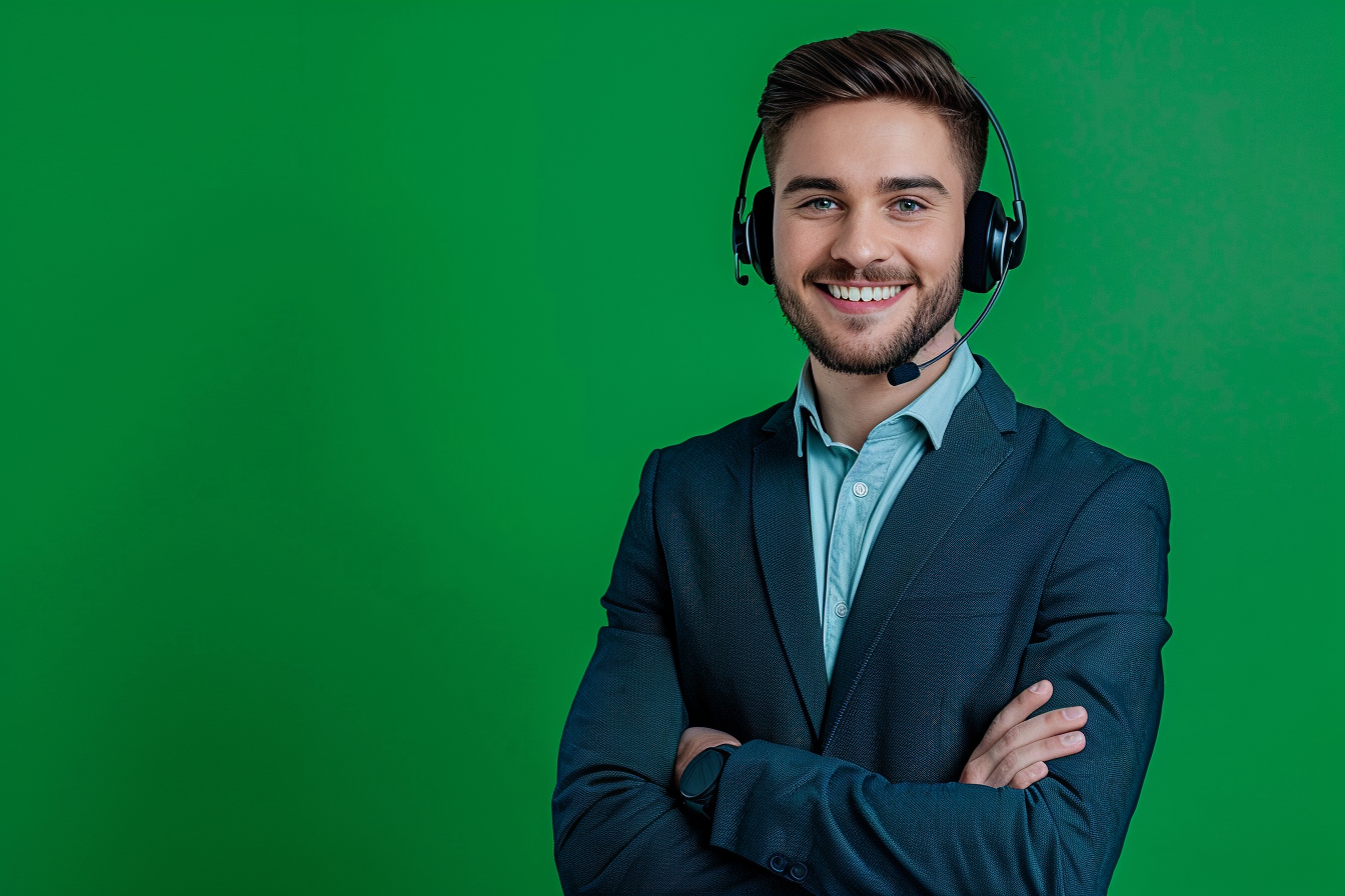 Image gratuite Représentant service client, fond vert 3