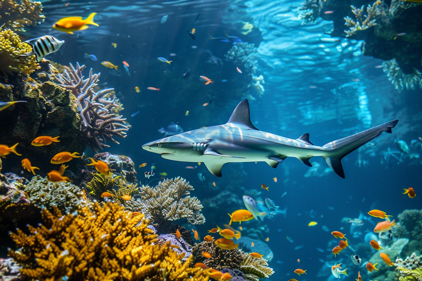 Image gratuite Requin près du récif corallien 1