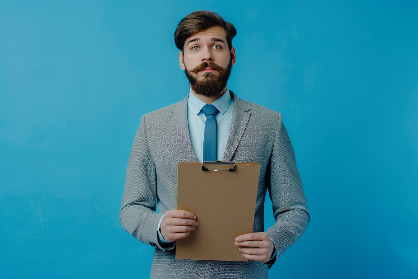 Image gratuite Responsable de magasin, fond bleu 1