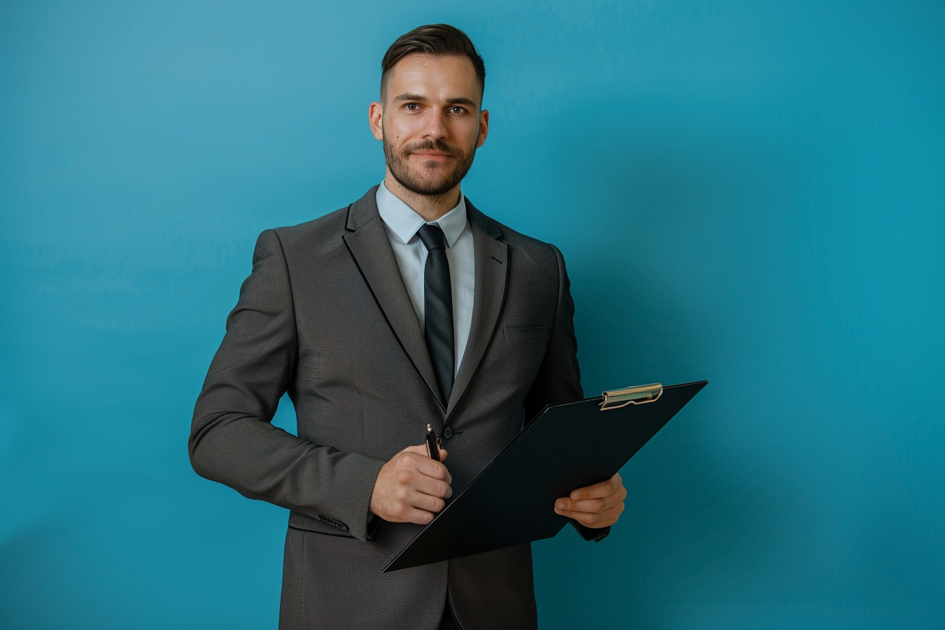 Image gratuite Responsable de magasin, fond bleu 2