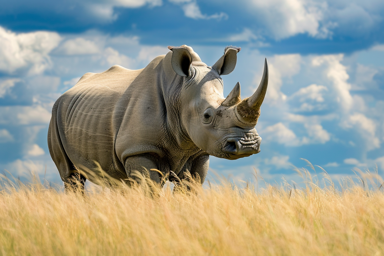 Image gratuite Rhinocéros surveillant territoire depuis colline 1