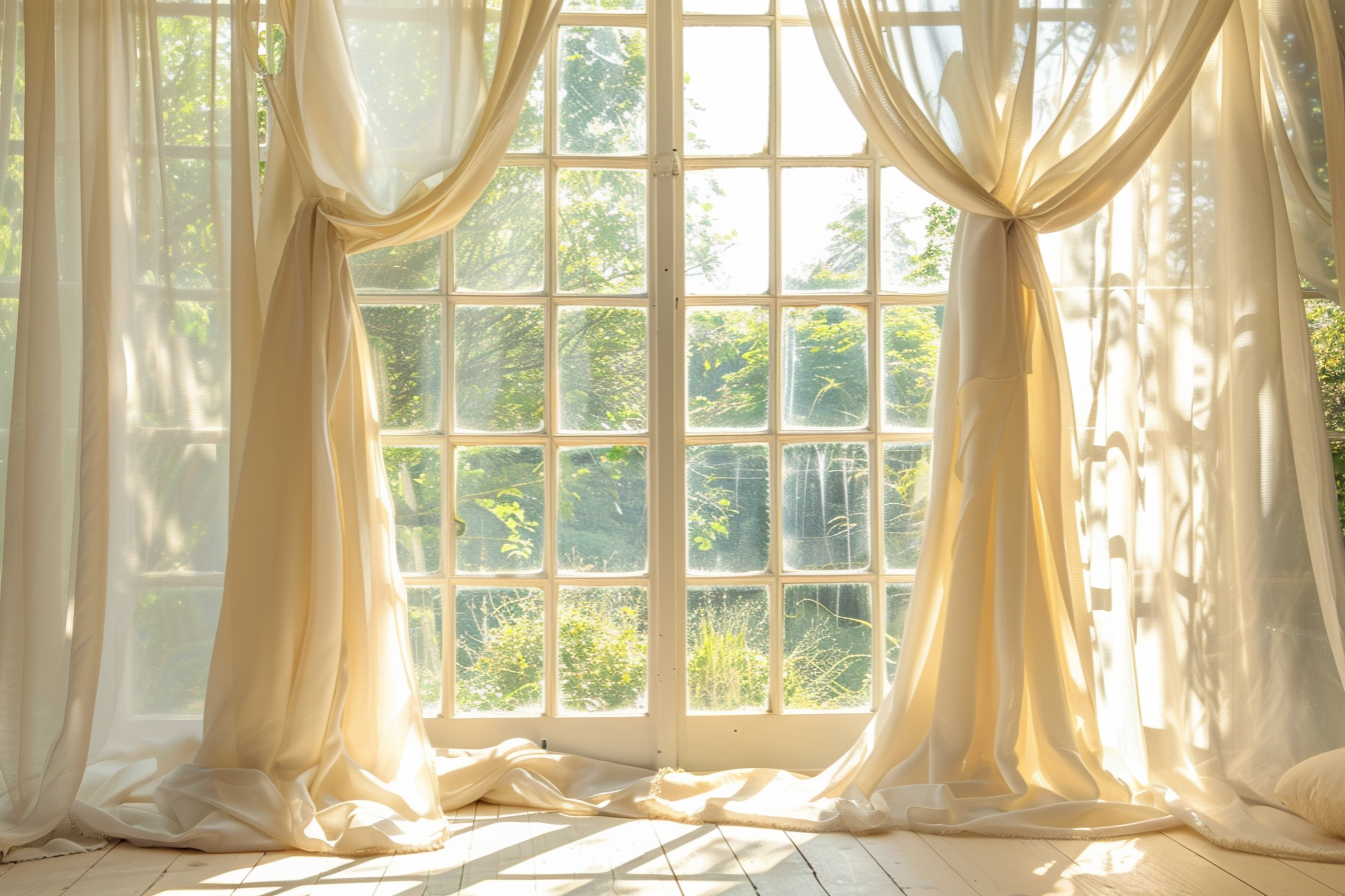 Image gratuite Rideaux soie ivoire élégants 1