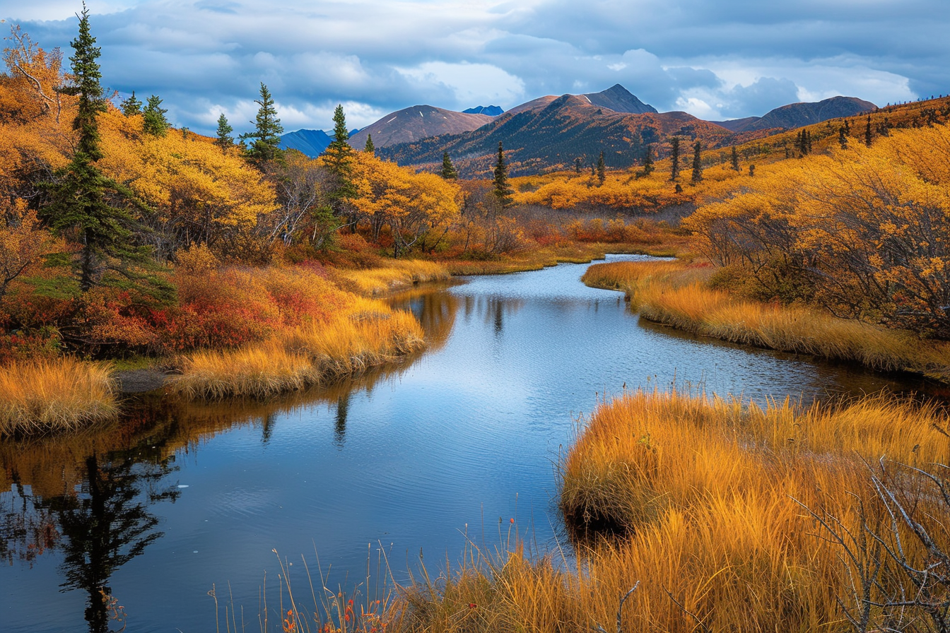 Image gratuite Rivière serpentant dans la vallée automnale 2