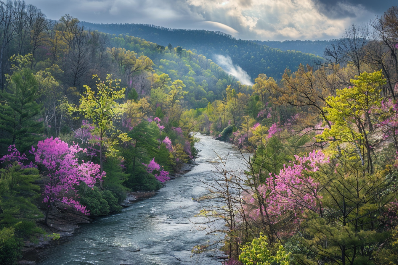 Image gratuite Rivière sinueuse au printemps 3