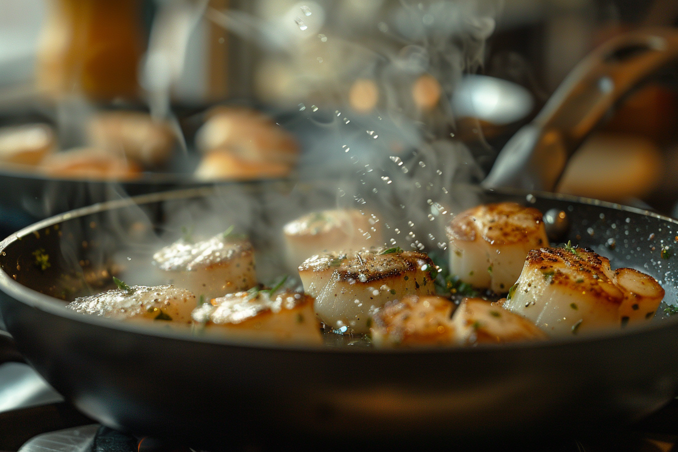 Image gratuite Saint-Jacques saisies en cuisine 1