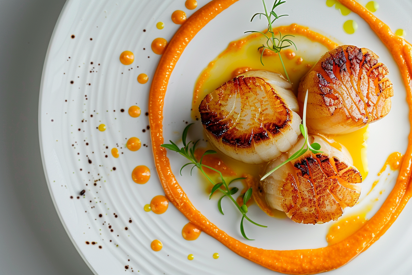 Image gratuite Saint-Jacques sur assiette blanche 1