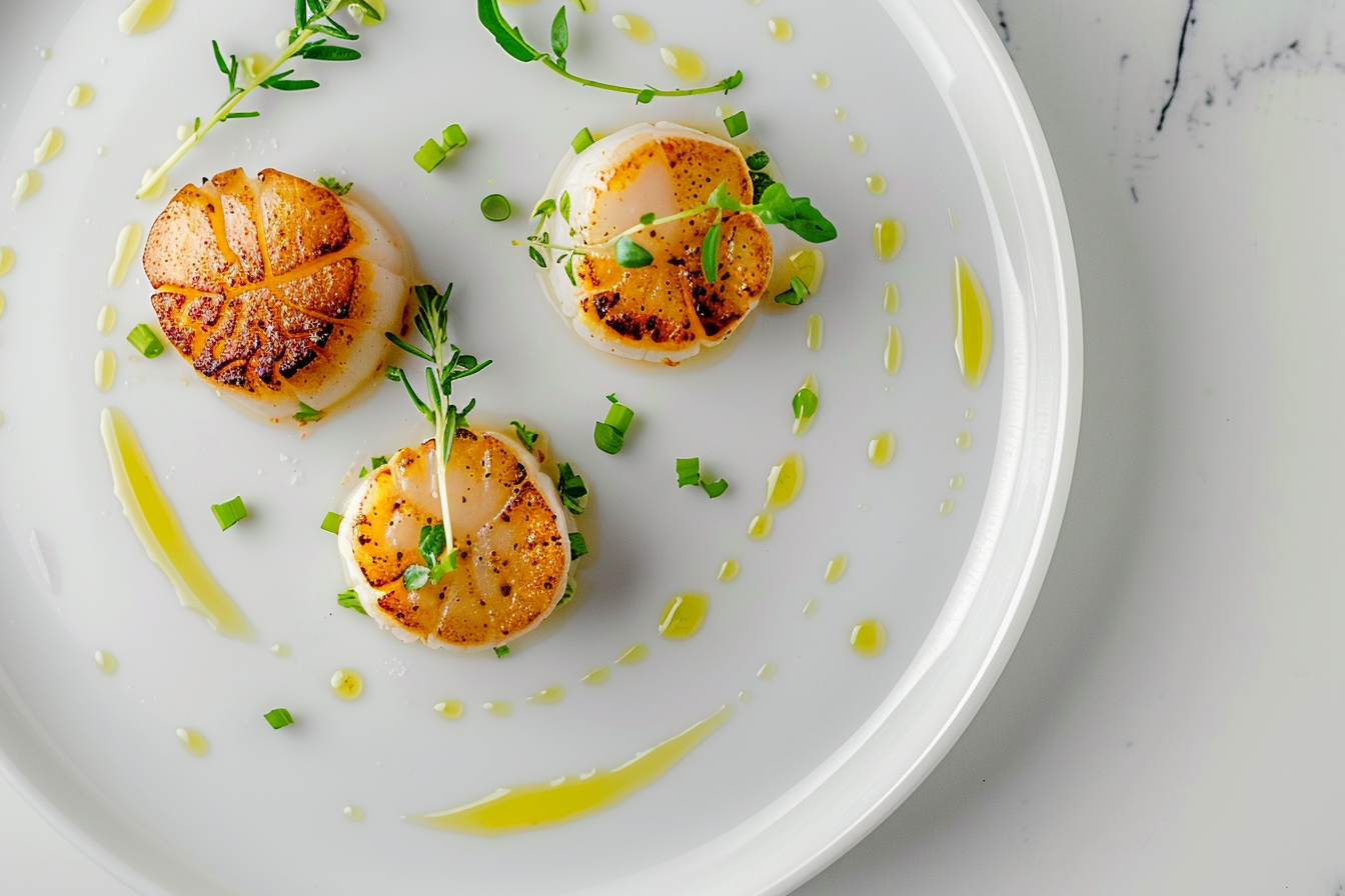 Image gratuite Saint-Jacques sur assiette blanche 2