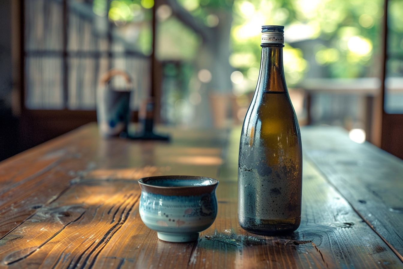 Image gratuite Saké traditionnel sur table en bois 1