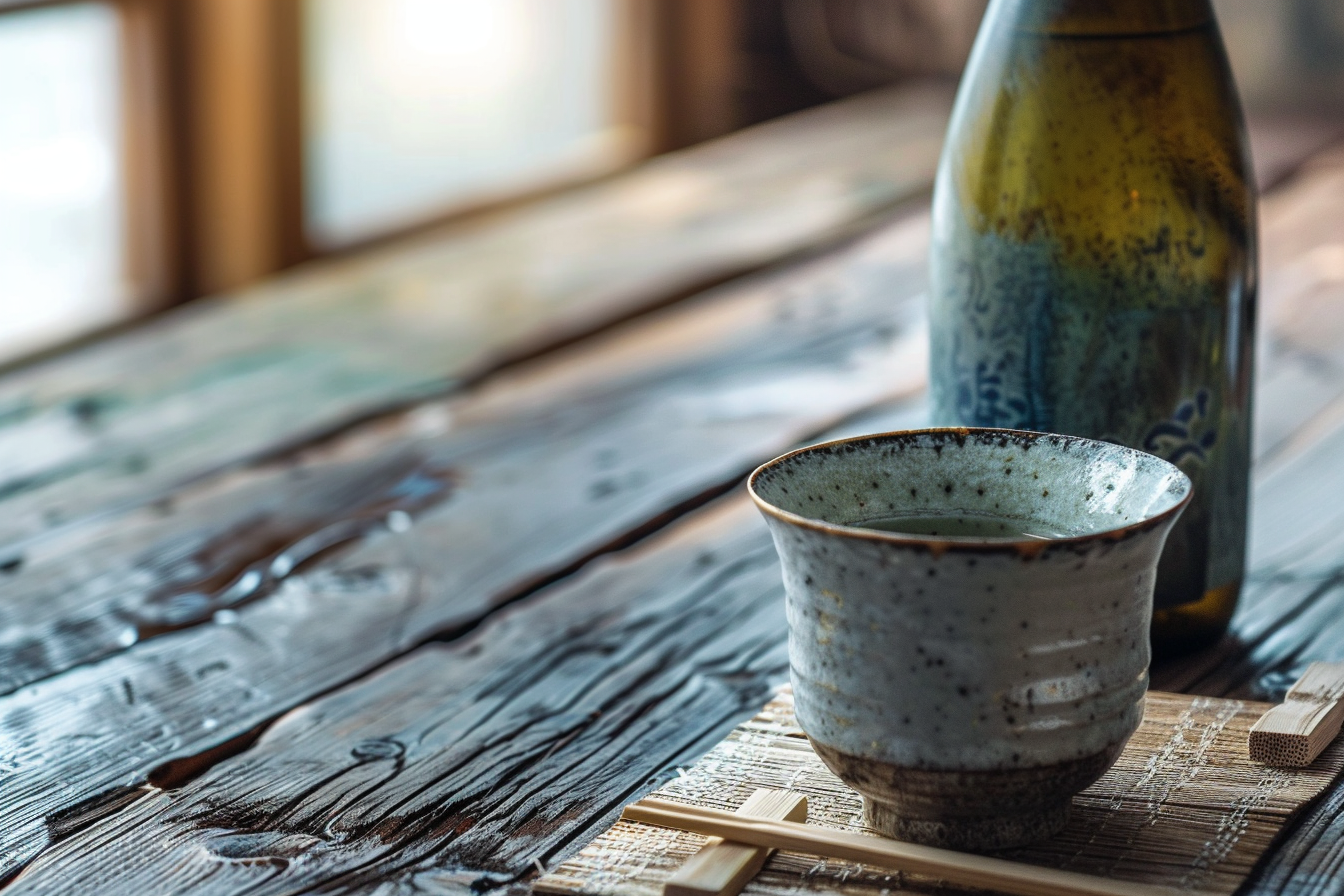 Image gratuite Saké traditionnel sur table en bois 3