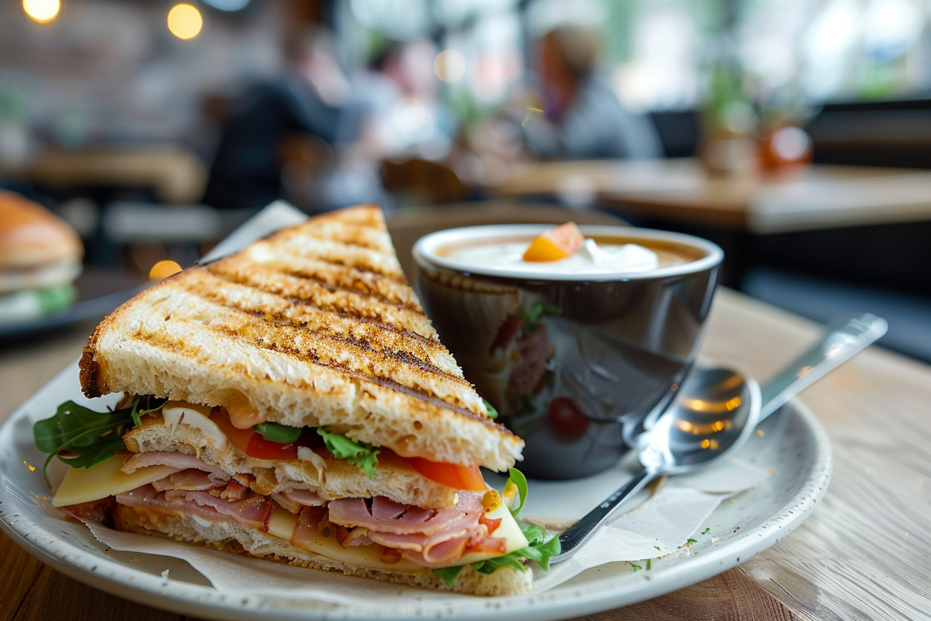 Image gratuite Sandwich gourmet dans un café chic 2