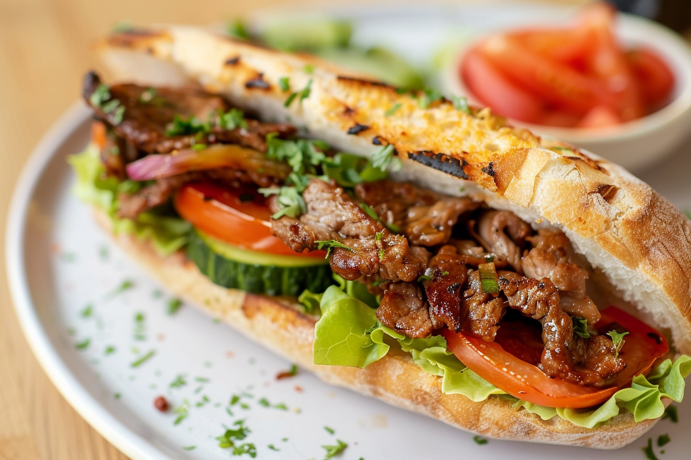 Image gratuite Sandwich kebab avec légumes frais 1