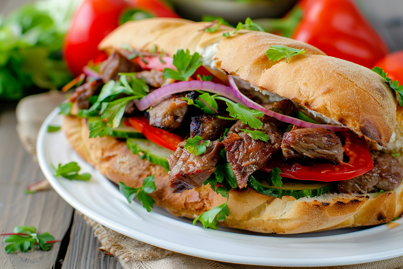 Image gratuite Sandwich kebab avec légumes frais 2
