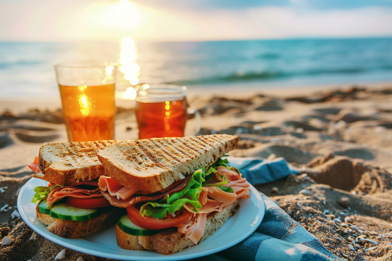 Image gratuite Sandwich lors d&rsquo;un pique-nique sur la plage 1