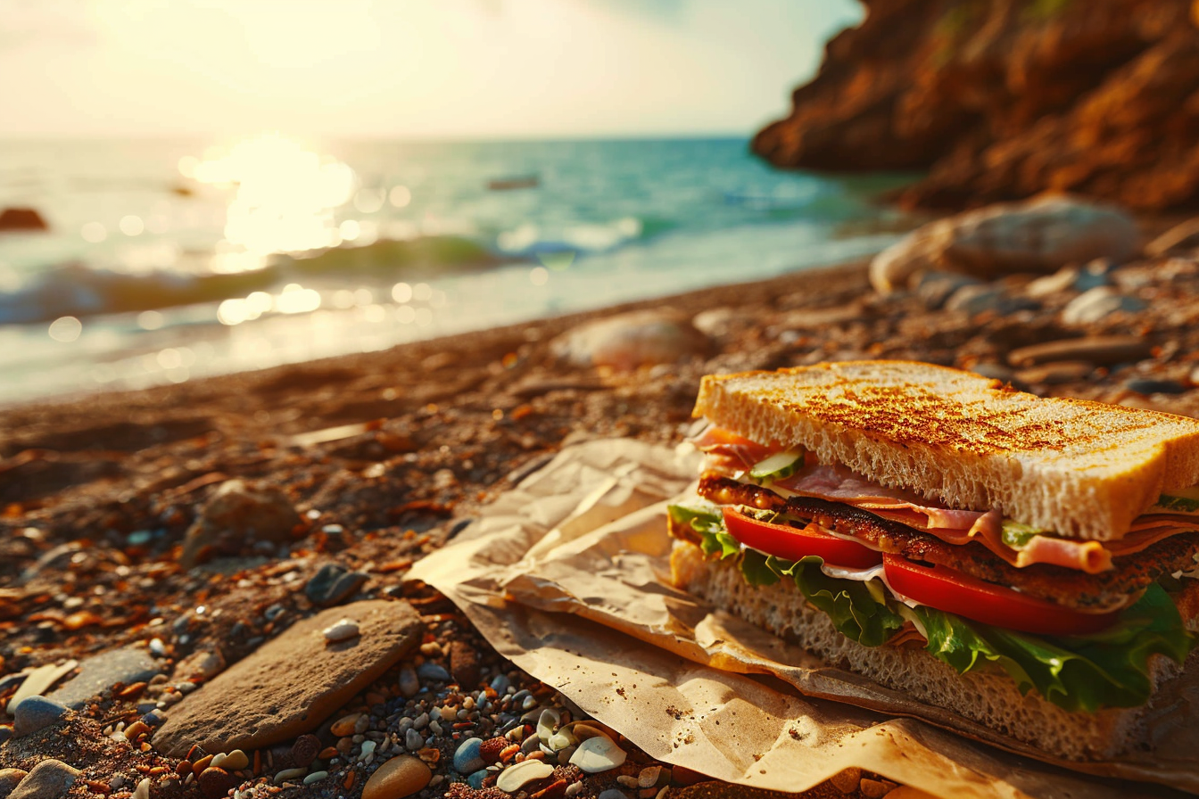 Image gratuite Sandwich lors d&rsquo;un pique-nique sur la plage 2