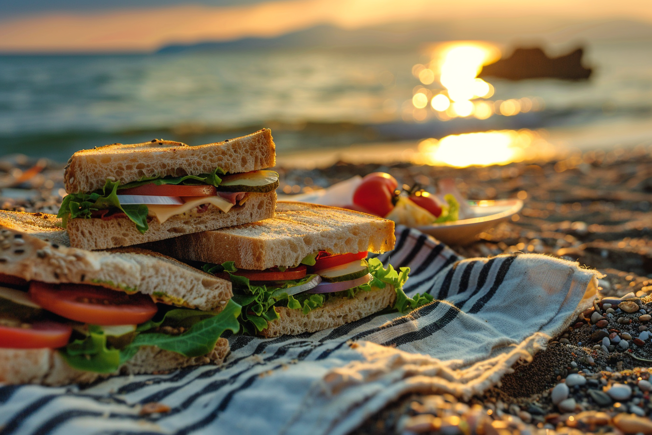 Image gratuite Sandwich lors d&rsquo;un pique-nique sur la plage 3