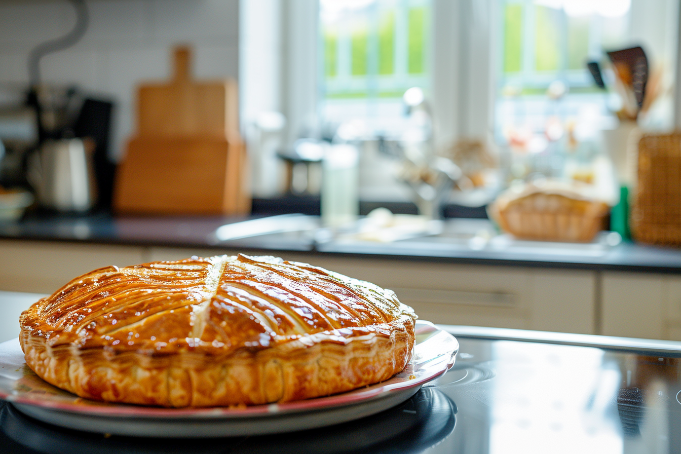 Image gratuite Scène cuisine moderne avec Galette des Rois sur comptoir 1