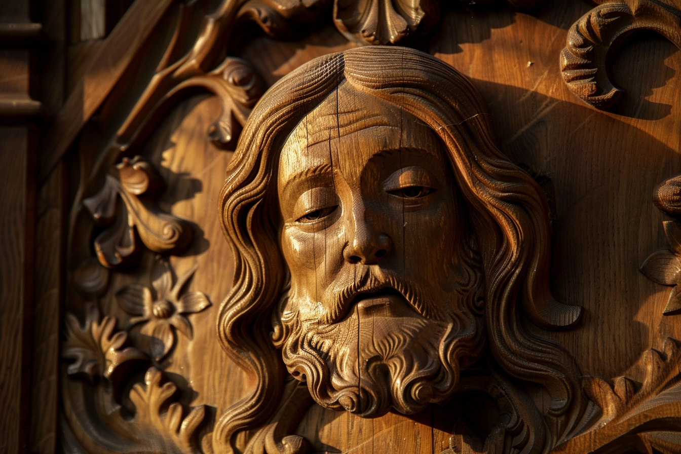 Image gratuite Sculpture bois Jésus, douce lumière matin 3