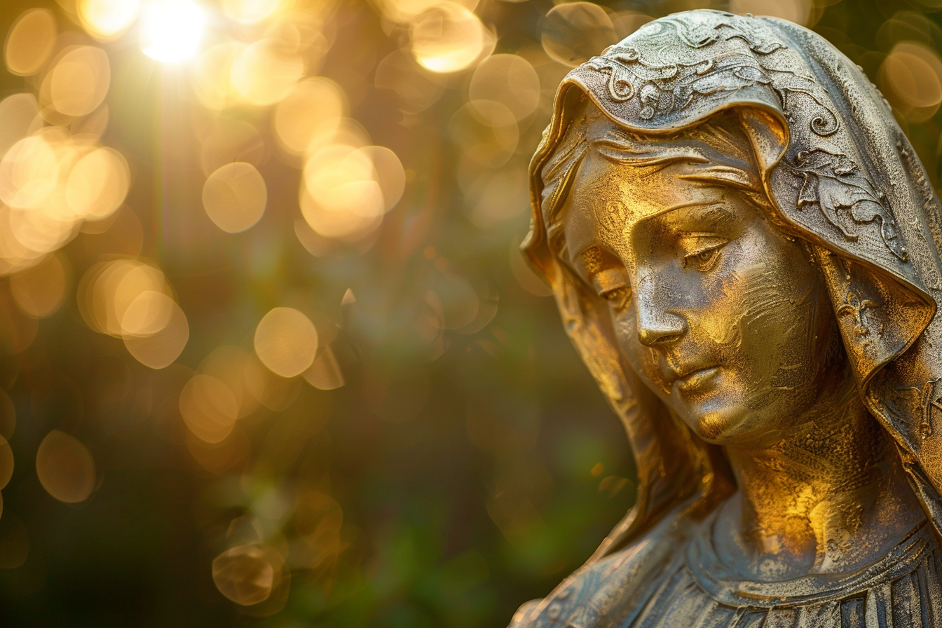 Image gratuite Sculpture feuille d&rsquo;or Sainte Mère chaleur lumière soir 1