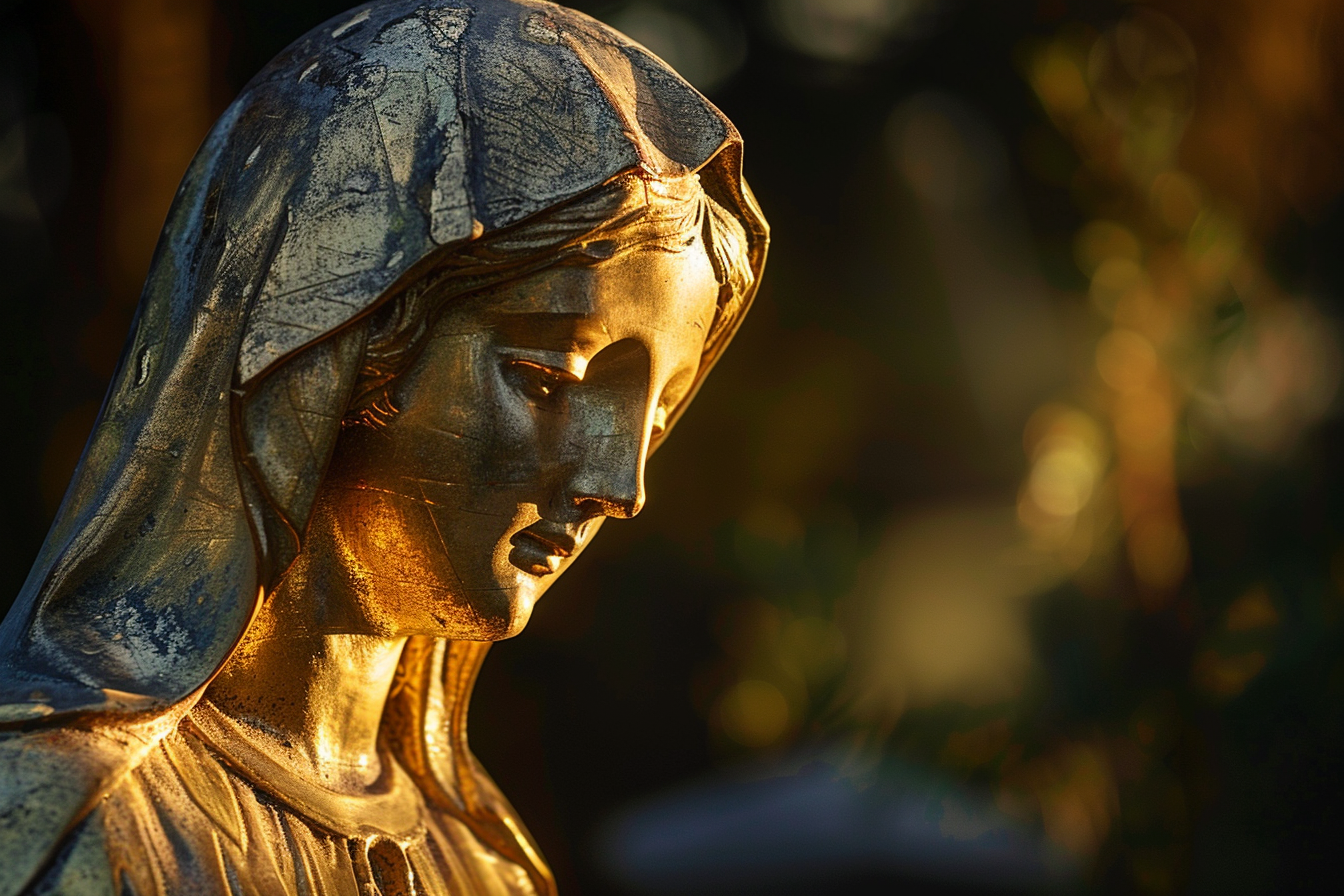 Image gratuite Sculpture feuille d&rsquo;or Sainte Mère chaleur lumière soir 3