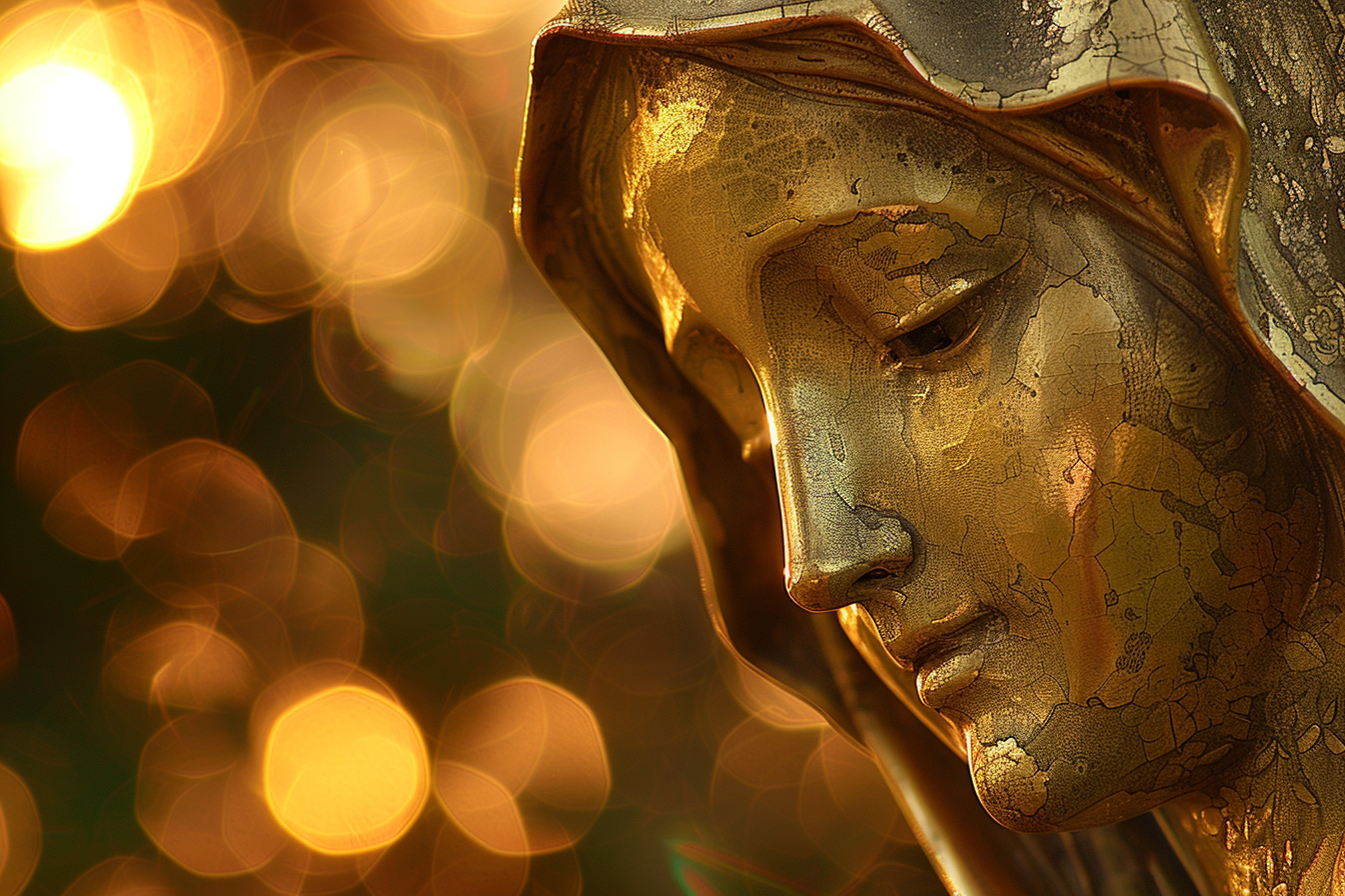 Image gratuite Sculpture feuille d&rsquo;or Sainte Mère chaleur lumière soir 4