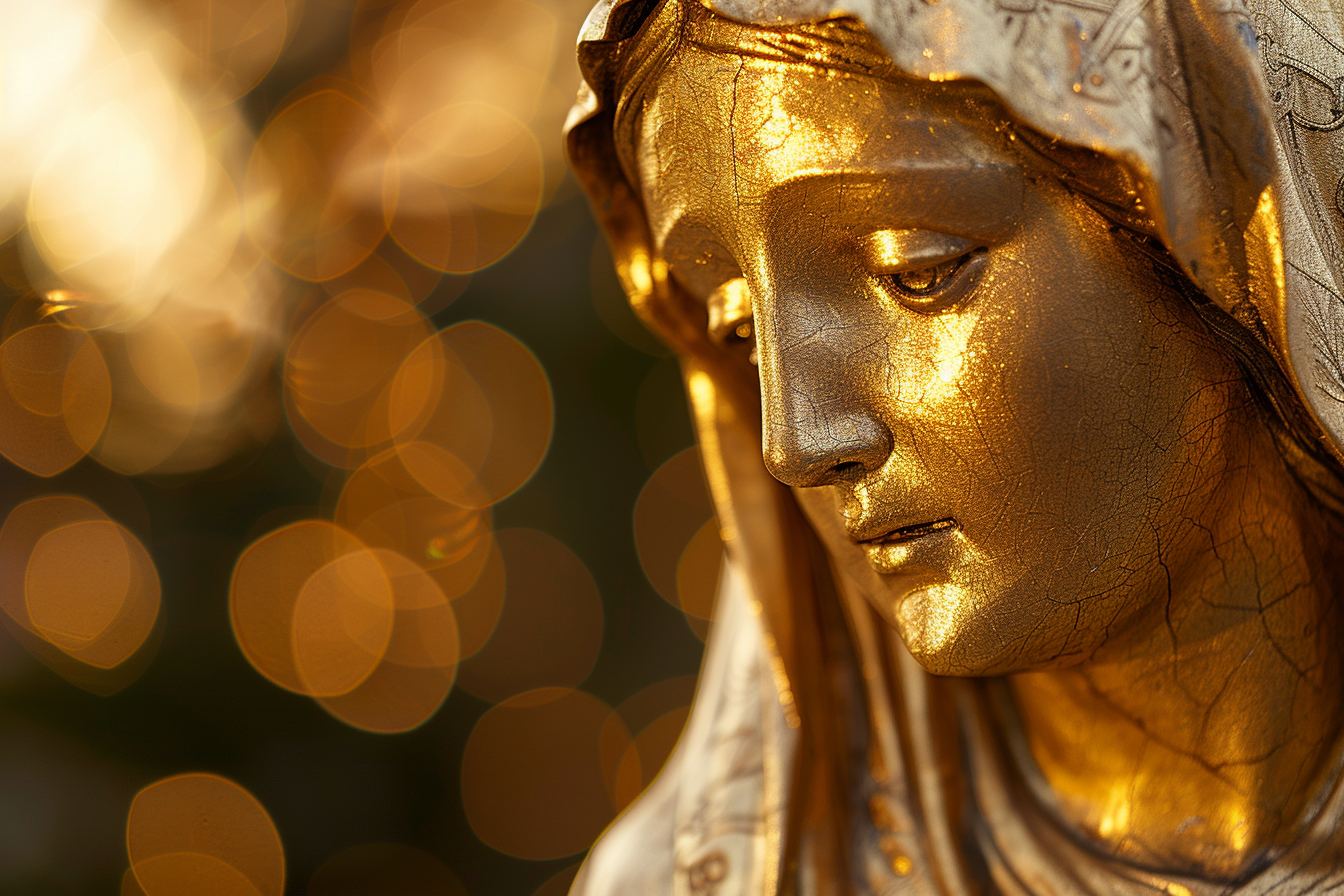 Image gratuite Sculpture feuille d&rsquo;or Sainte Mère chaleur lumière soir 5