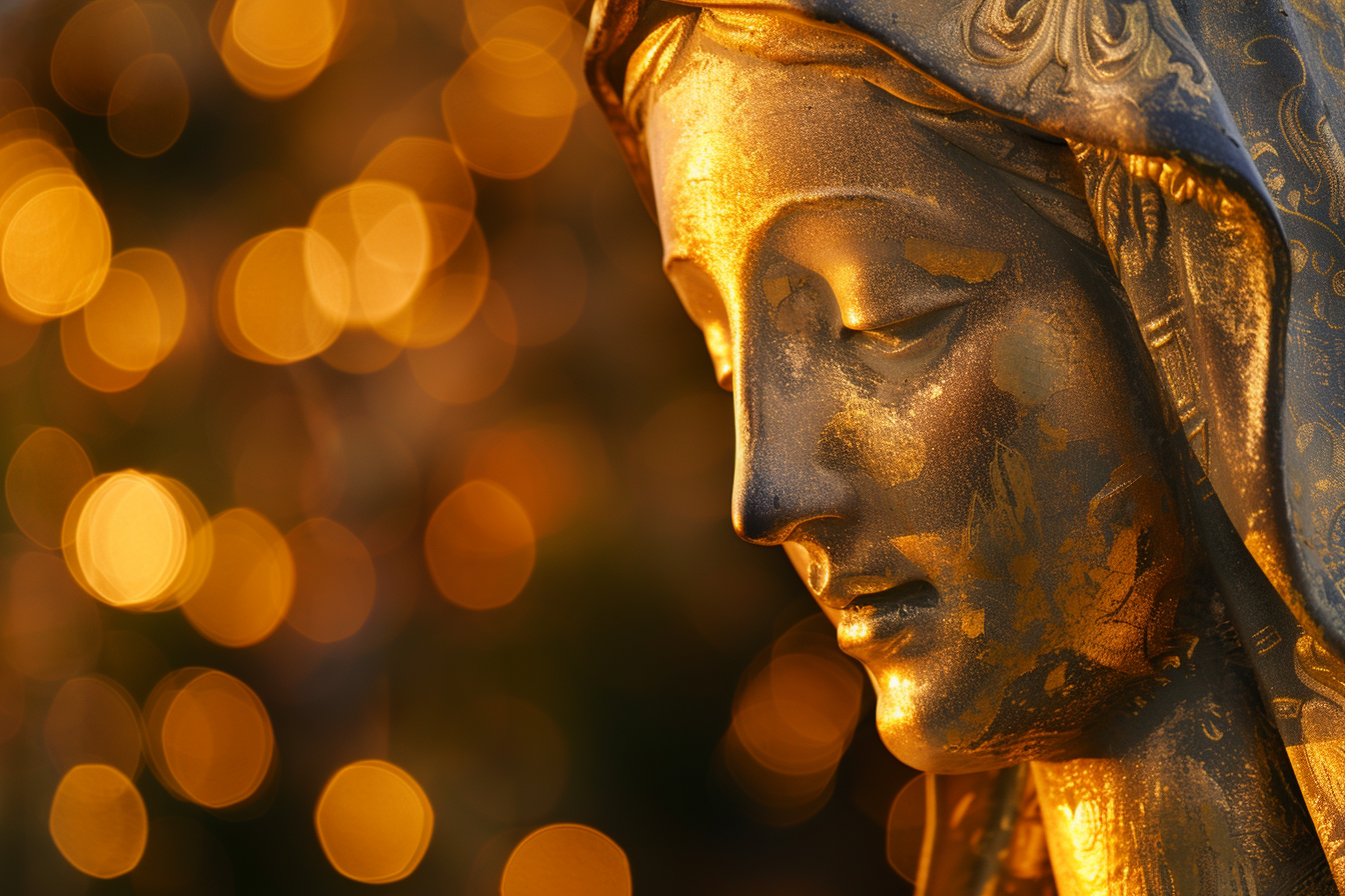 Image gratuite Sculpture feuille d&rsquo;or Sainte Mère chaleur lumière soir 6