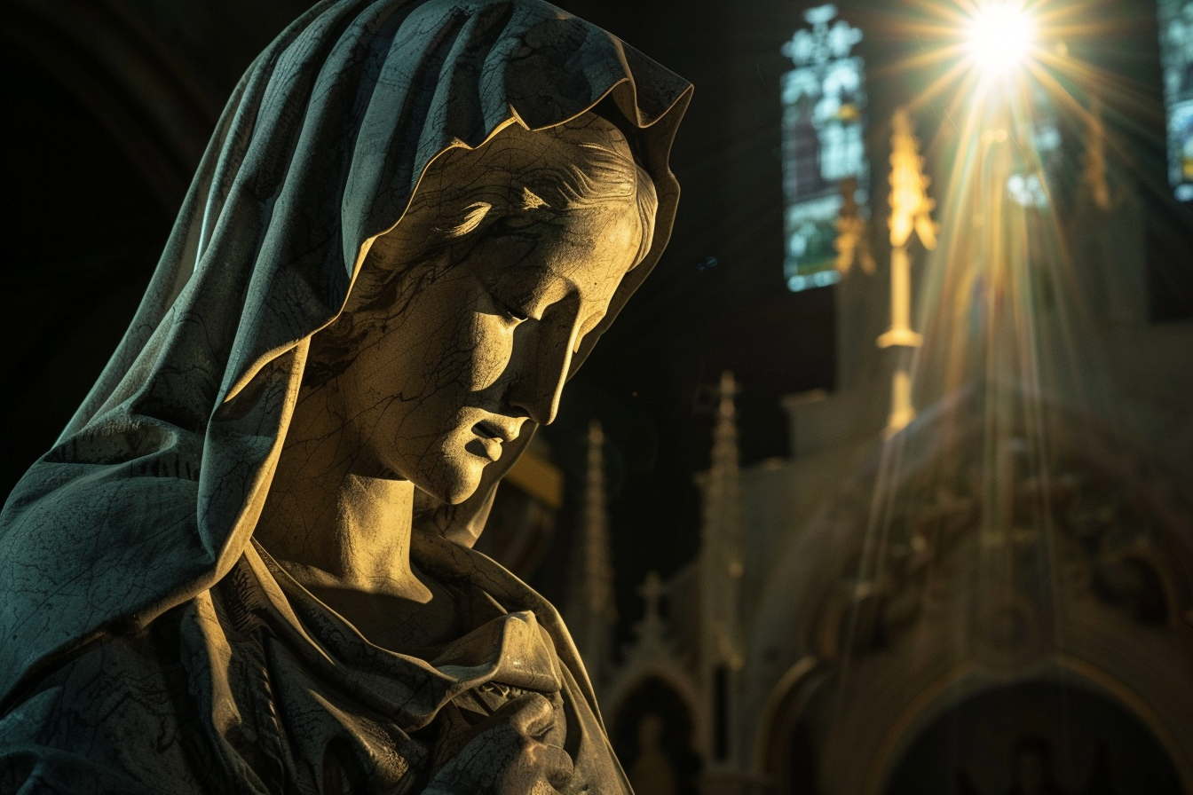 Image gratuite Sculpture Sainte Mère, éclairage église, cliché dramatique 1