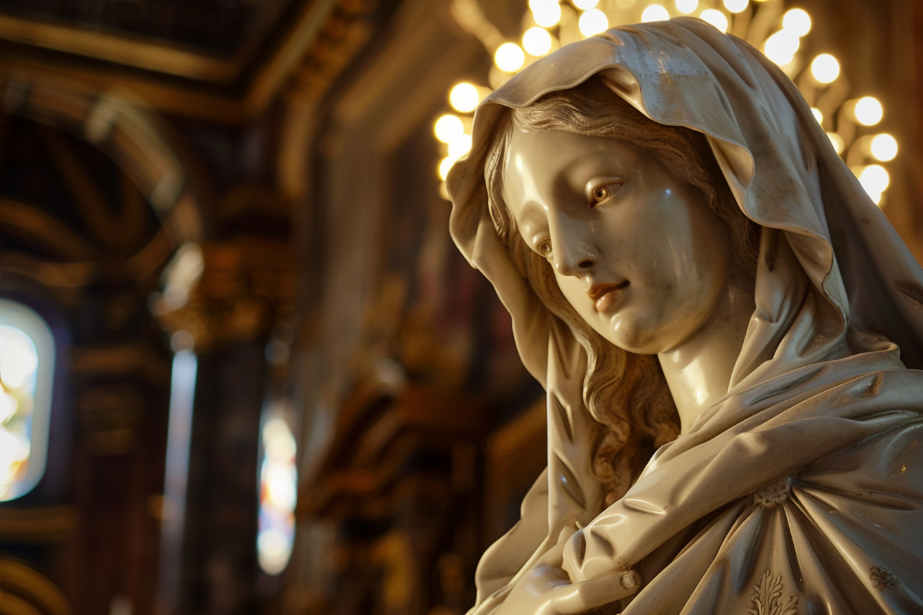 Image gratuite Sculpture Sainte Mère, éclairage église, cliché dramatique 2