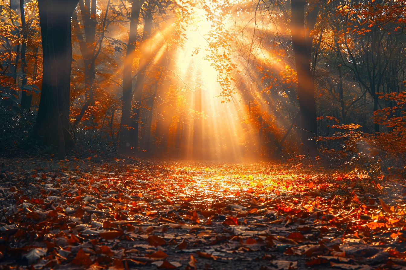 Image gratuite Sentier forestier ensoleillé à l&rsquo;automne 1