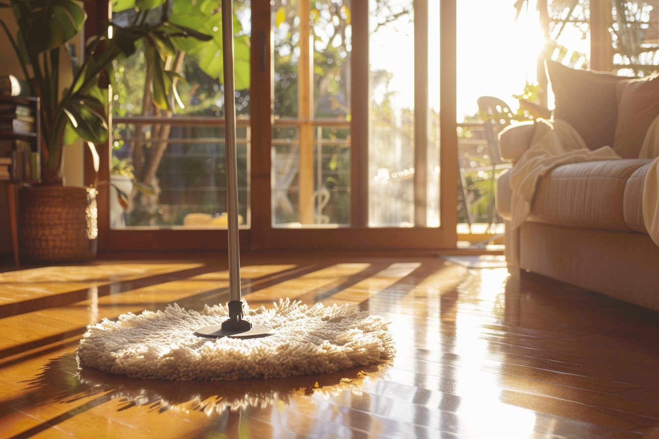 Image gratuite Serpillière à tête rotative dans salon spacieux 1