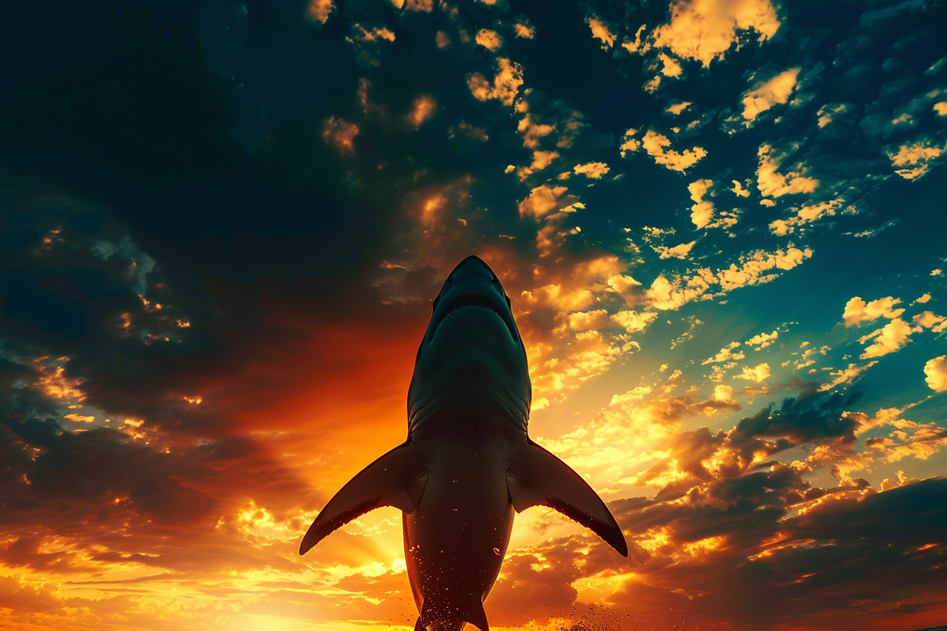 Image gratuite Silhouette de requin au coucher de soleil 2