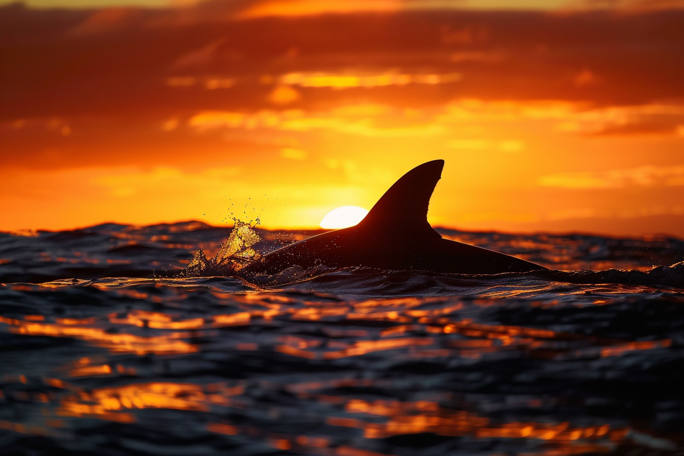 Image gratuite Silhouette de requin au coucher de soleil 3