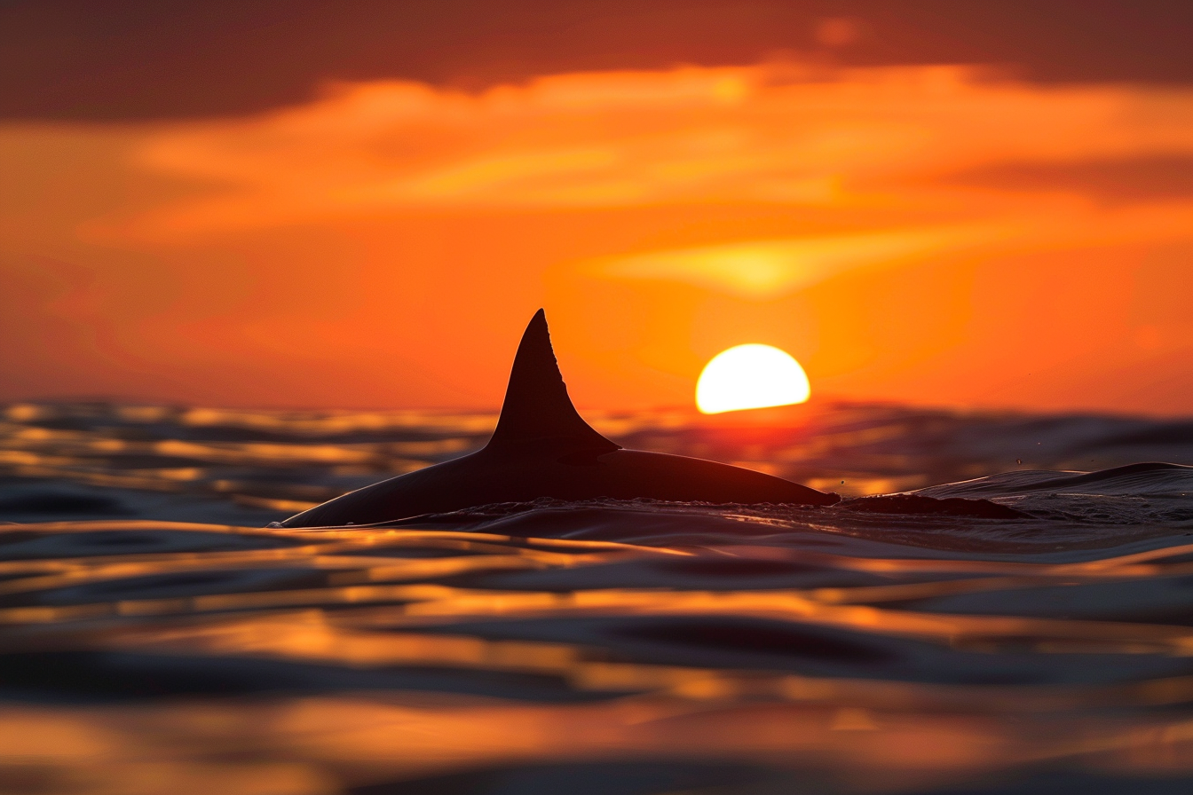 Image gratuite Silhouette de requin au coucher de soleil 4