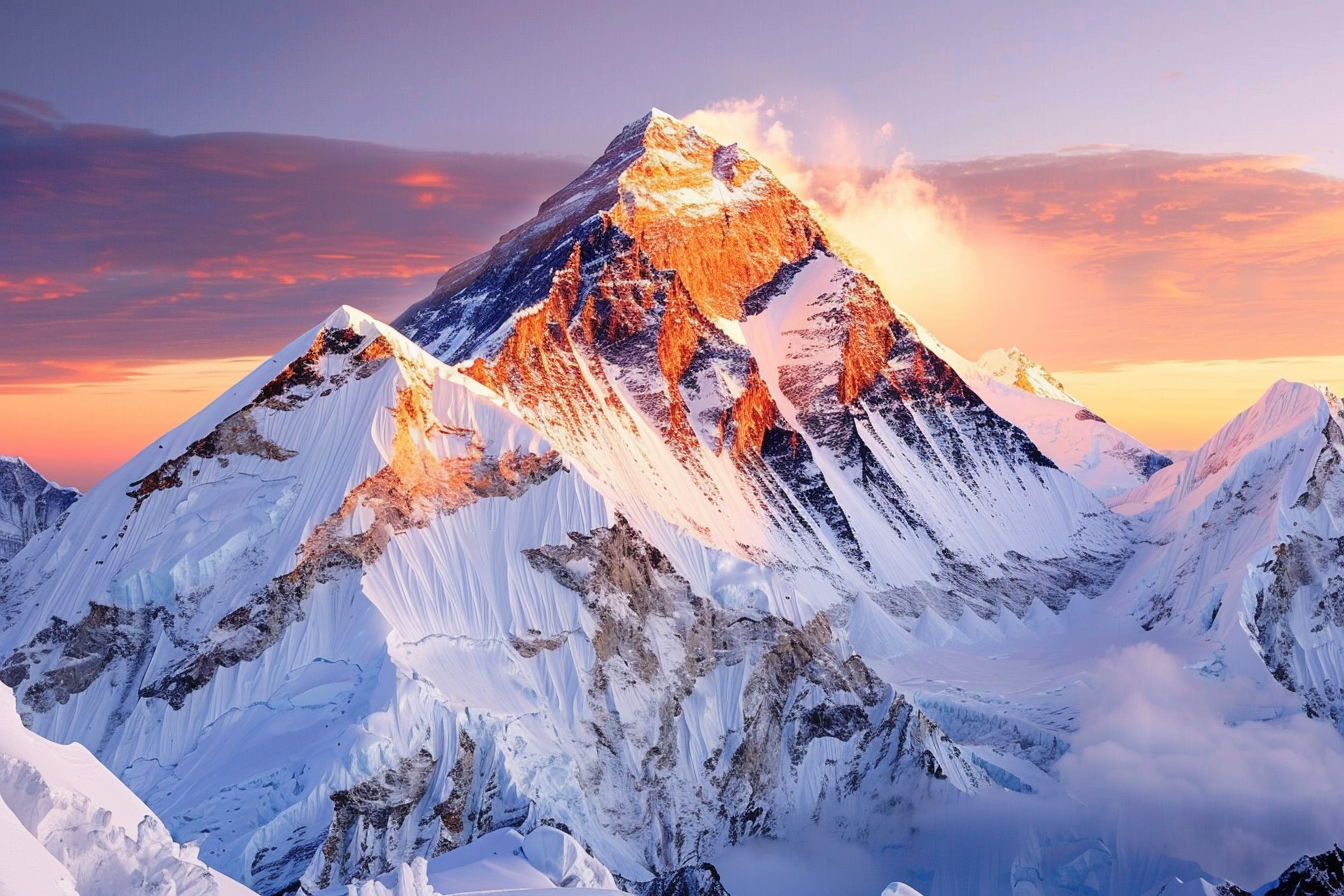 Image gratuite Sommet de montagne enneigé au lever du jour 5