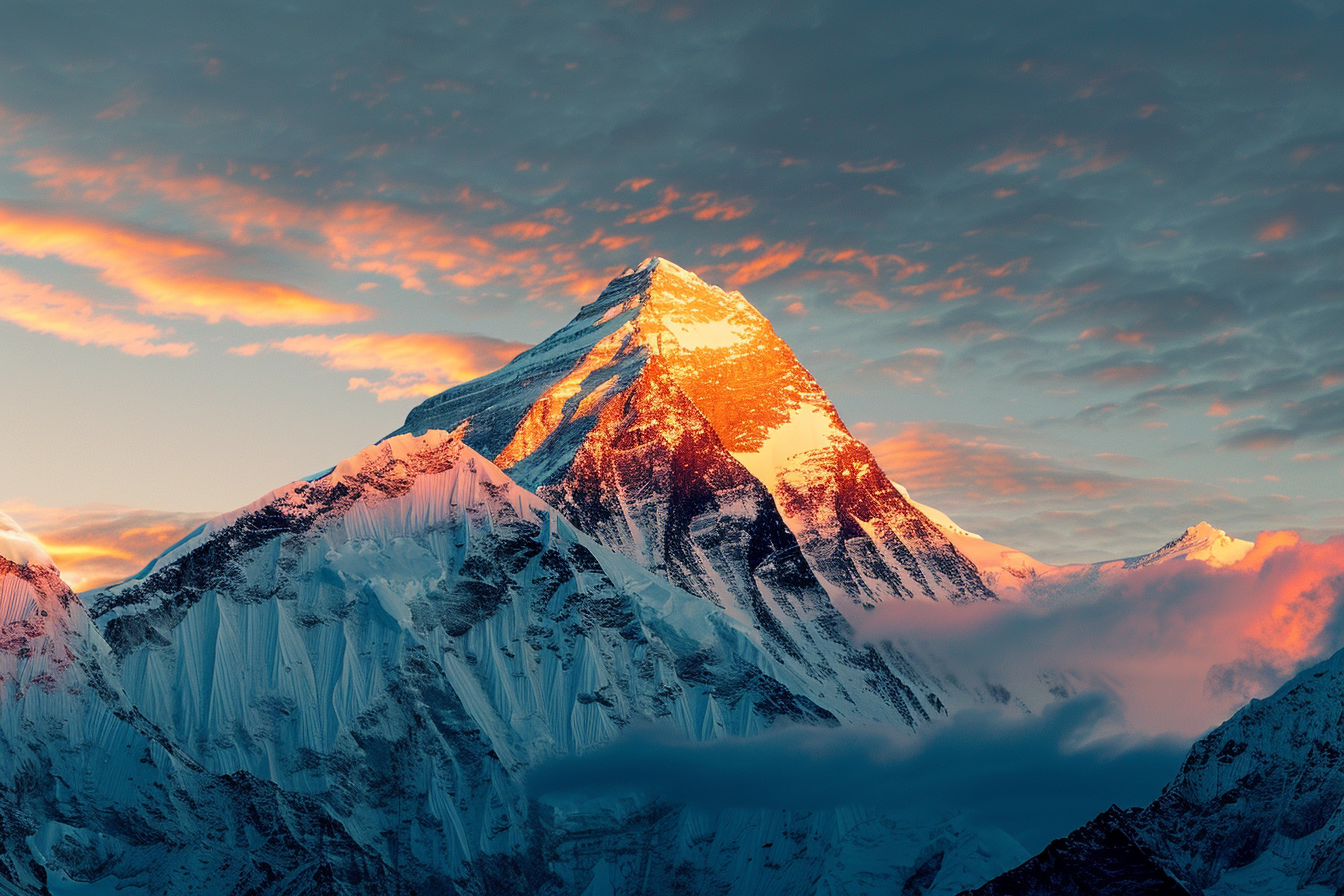Image gratuite Sommet de montagne enneigé au lever du jour 6