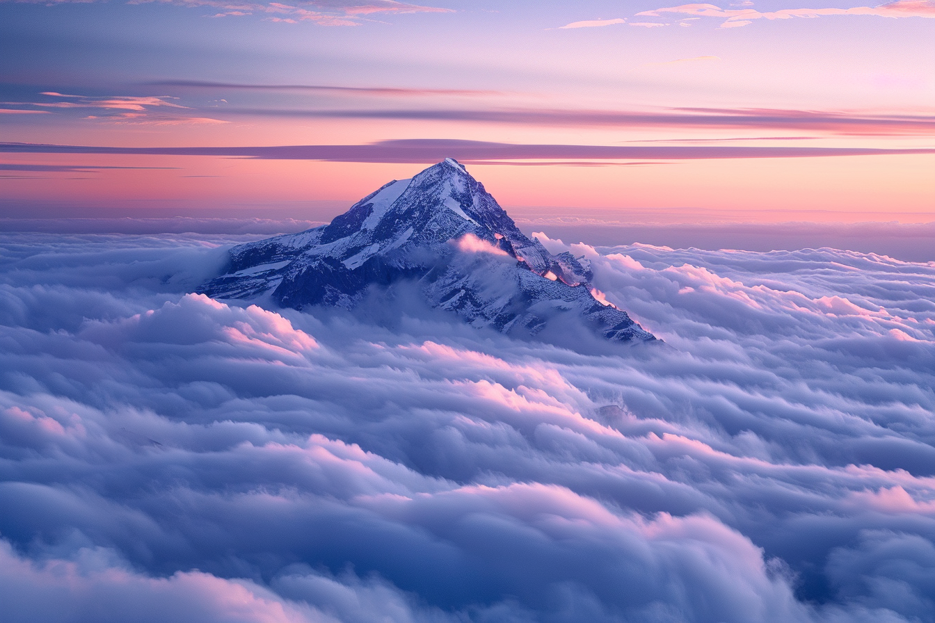 Image gratuite Sommet de montagne perçant à travers les nuages 2
