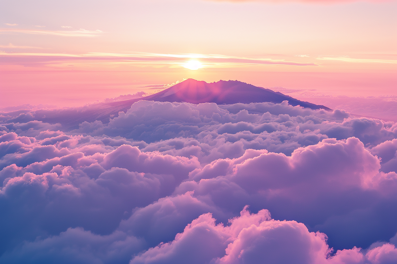 Image gratuite Sommet de montagne traversant les nuages 2