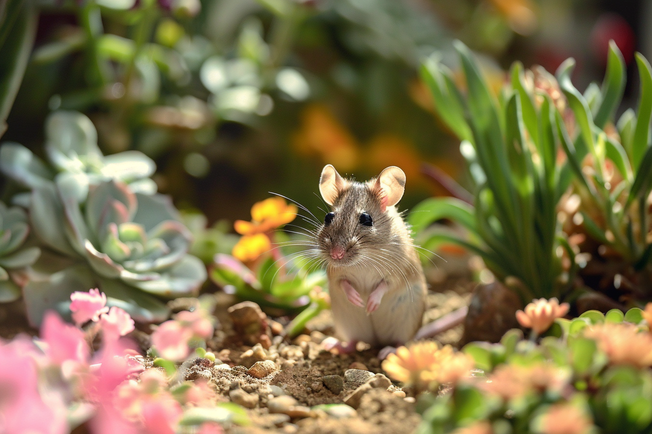Image gratuite Souris se promenant dans jardin miniature 1