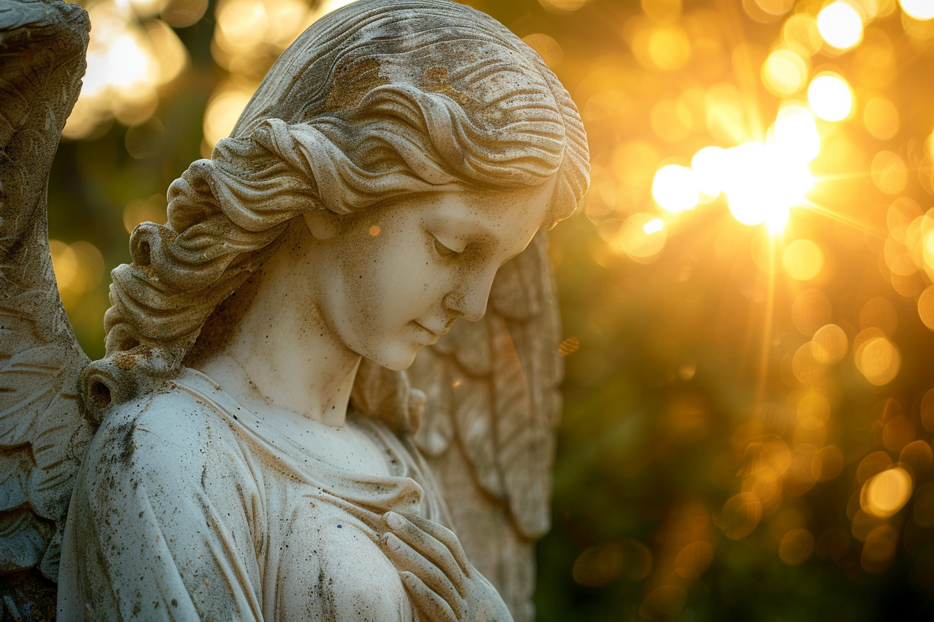 Image gratuite Statue d&rsquo;ange en marbre, lumière soleil après-midi 1