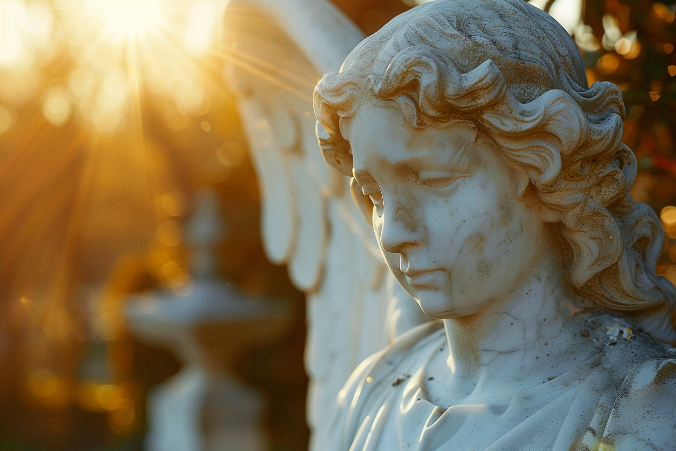Image gratuite Statue d&rsquo;ange en marbre, lumière soleil après-midi 2