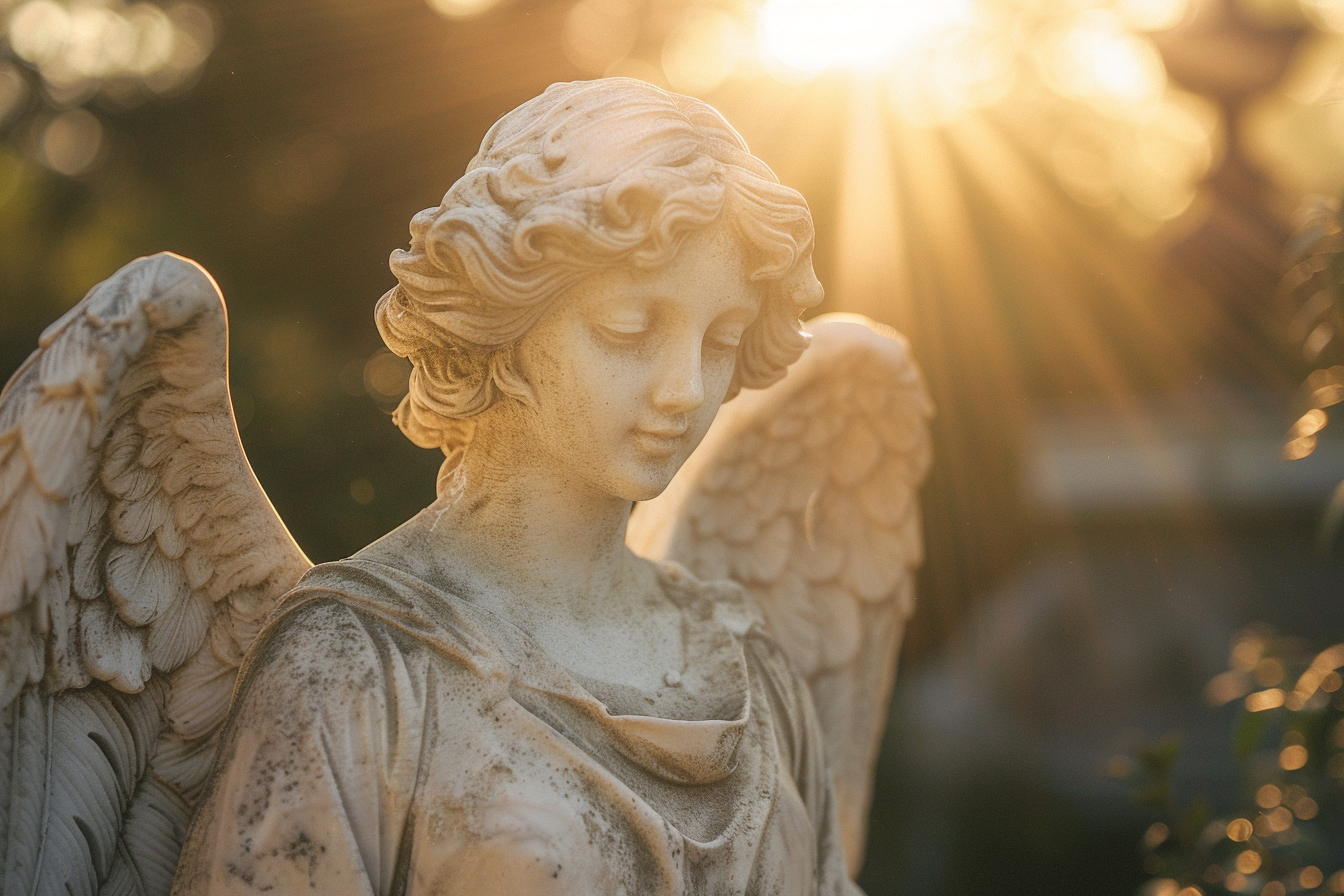 Image gratuite Statue d&rsquo;ange en marbre, lumière soleil après-midi 4