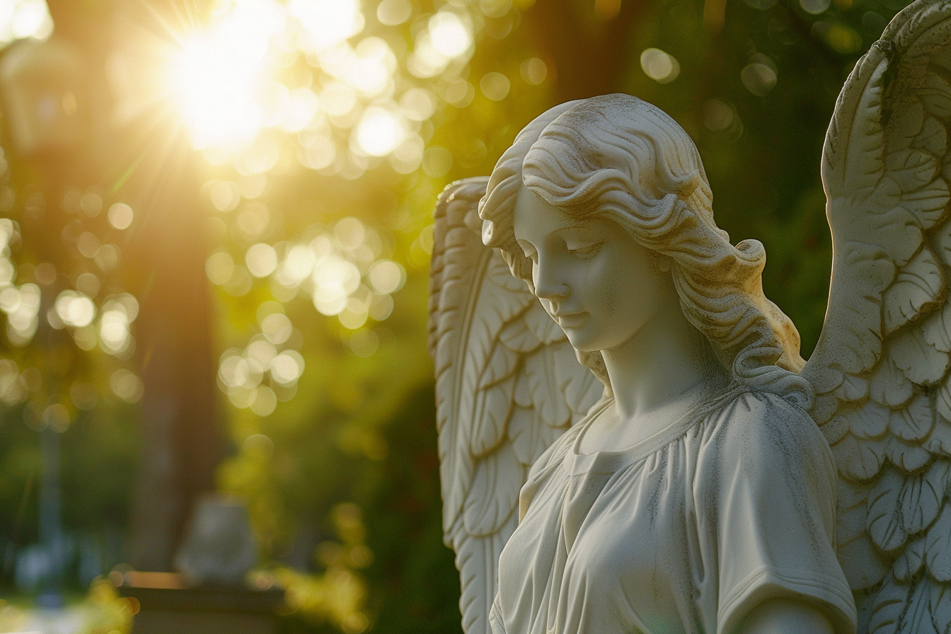 Image gratuite Statue d&rsquo;ange en marbre, lumière soleil après-midi 5