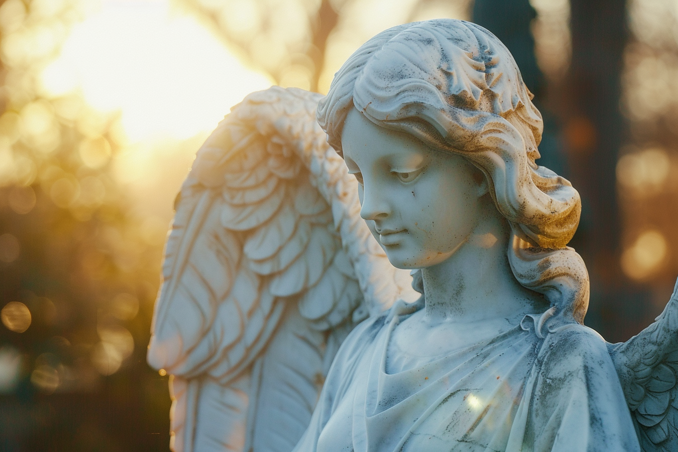 Image gratuite Statue d&rsquo;ange en marbre, lumière soleil après-midi 6